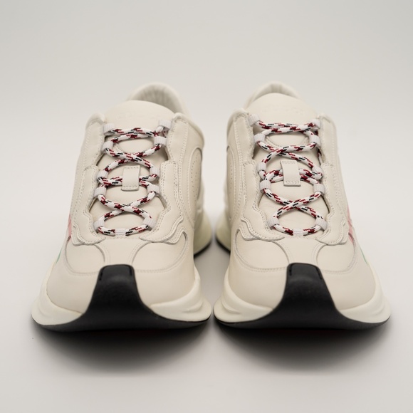 size 41eu 11 us Gucci Run Sneaker White Pink Turquoise Leather GG - Picture 2 of 13